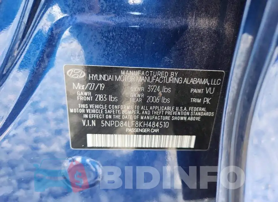 5NPD84LF8KH484510 Photo# 12
