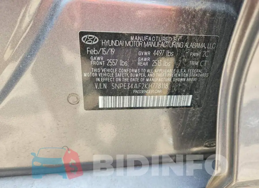 5NPE34AF2KH778118 Photo# 13