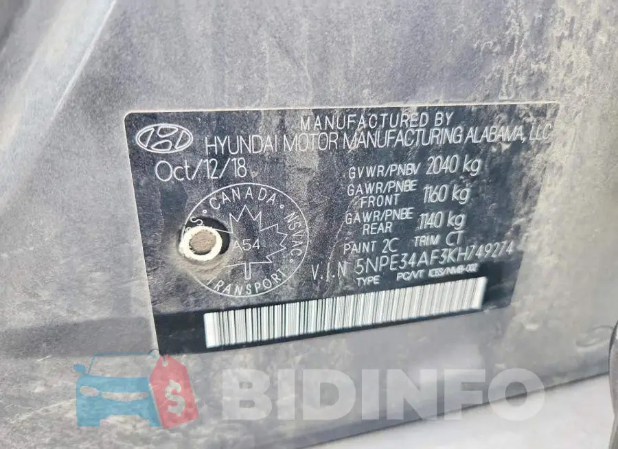 5NPE34AF3KH749274 Photo# 12