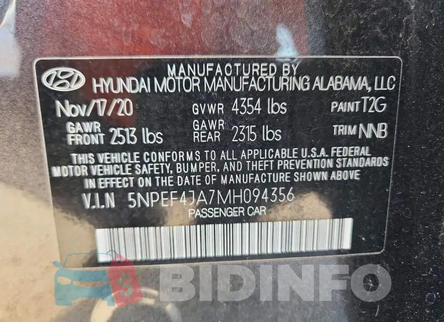 5NPEF4JA7MH094356 Photo# 13