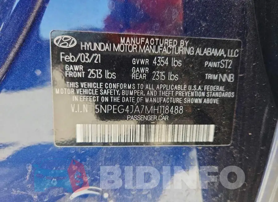 5NPEG4JA7MH118488 Photo# 12