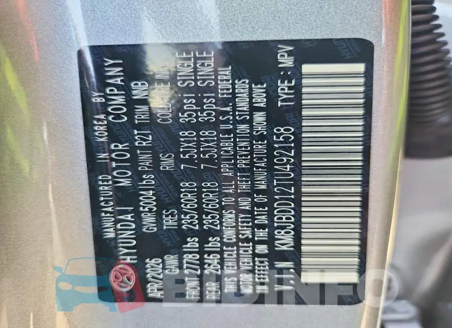 KM8JBDD12TU492158 Photo# 13