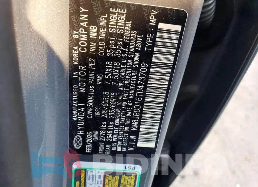KM8JBDD16TU473709 Photo# 14