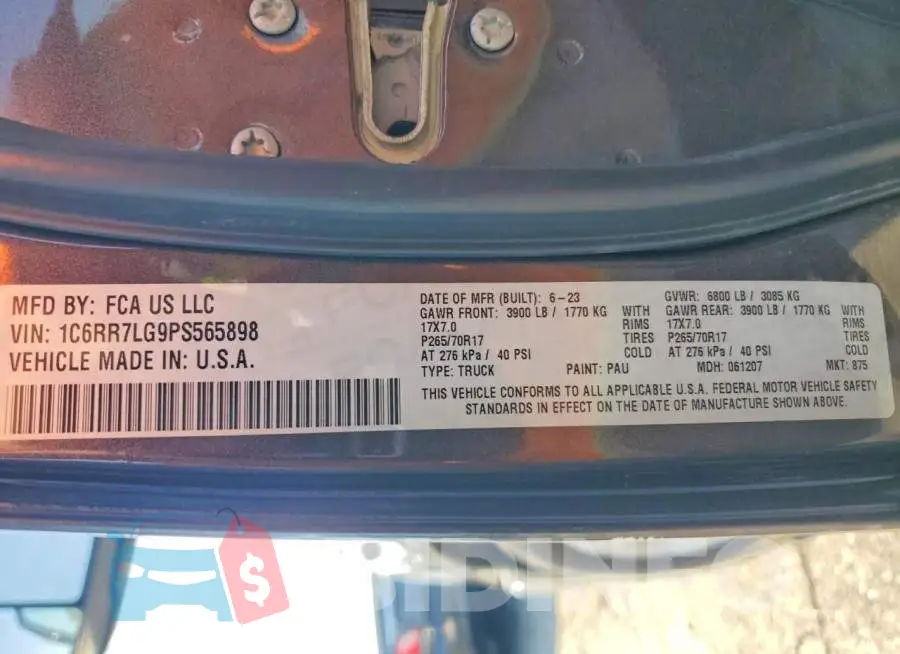 1C6RR7LG9PS565898 Photo# 13