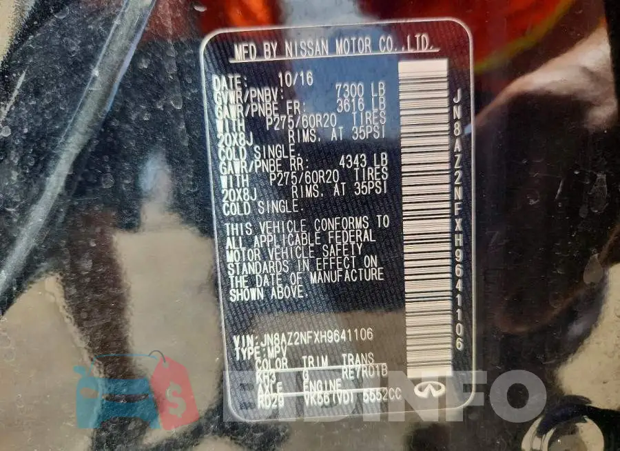 JN8AZ2NFXH9641106 Photo# 13
