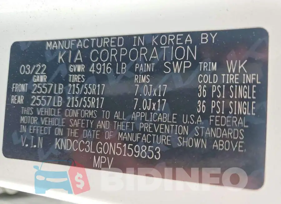 KNDCC3LG0N5159853 Photo# 13