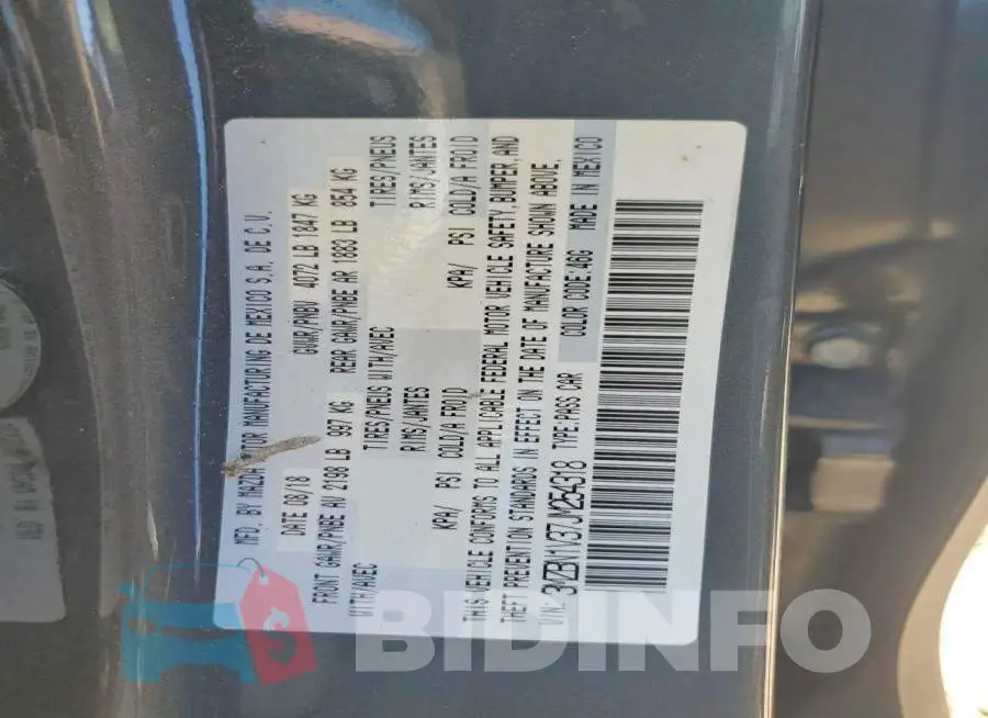 3MZBN1V37JM254318 Photo# 12