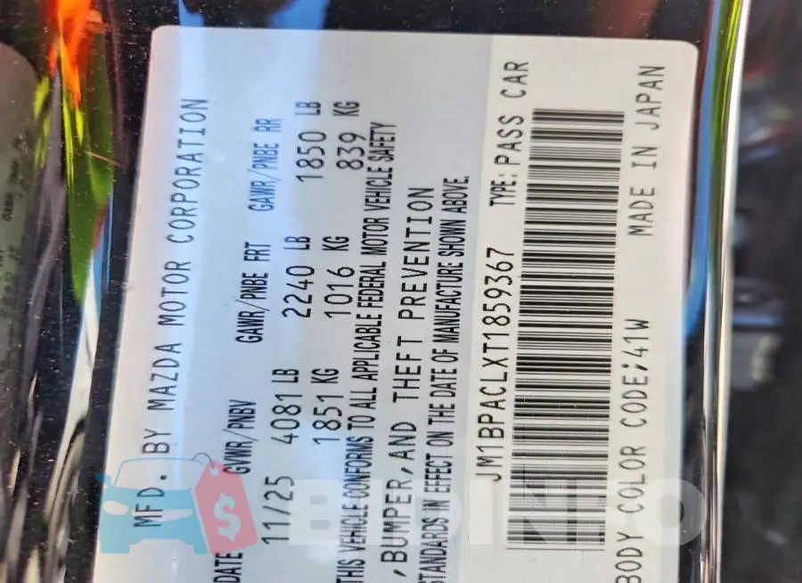 JM1BPACLXT1859367 Photo# 13
