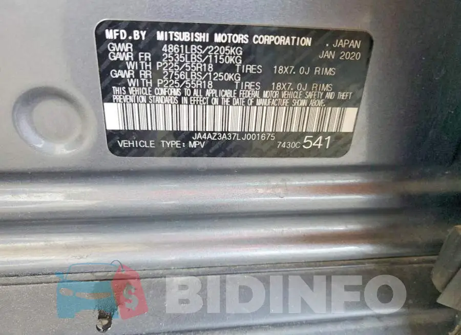JA4AZ3A37LJ001675 Photo# 13