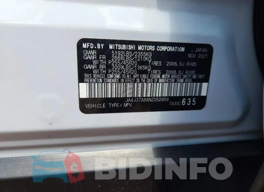 JA4J3TA8XNZ052959 Photo# 14