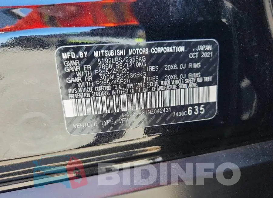 JA4J3VA81NZ042431 Photo# 14