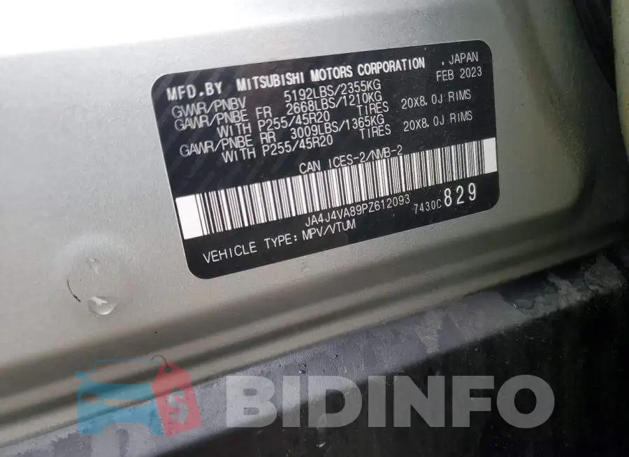 JA4J4VA89PZ612093 Photo# 13