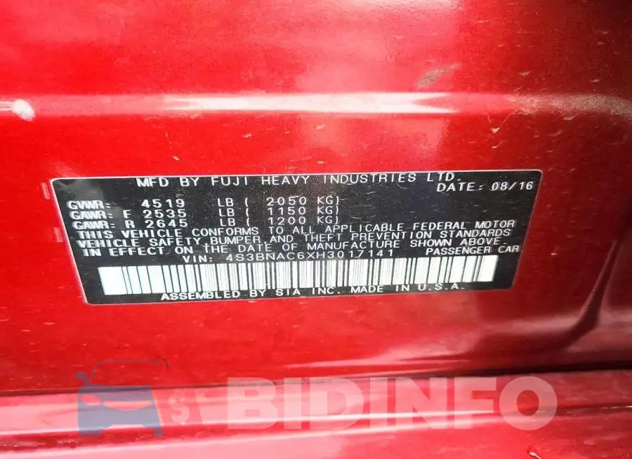 4S3BNAC6XH3017141 Photo# 13