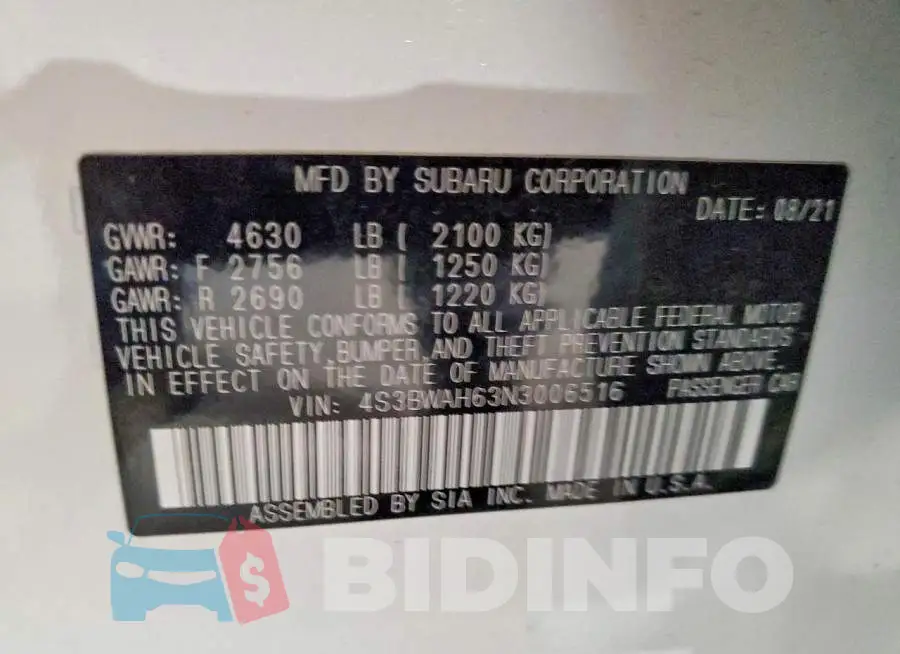 4S3BWAH63N3006516 Photo# 12