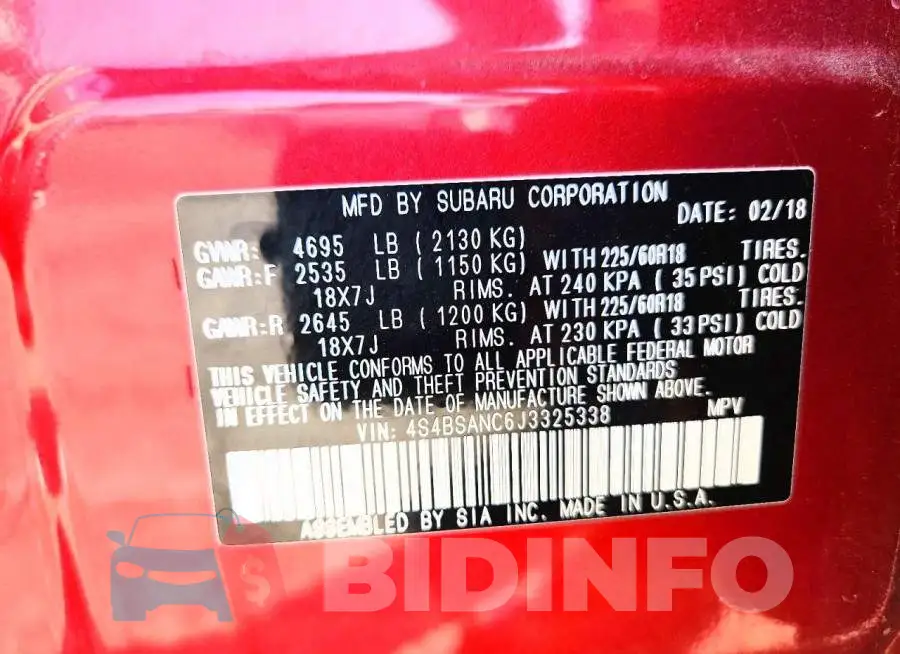4S4BSANC6J3325338 Photo# 14