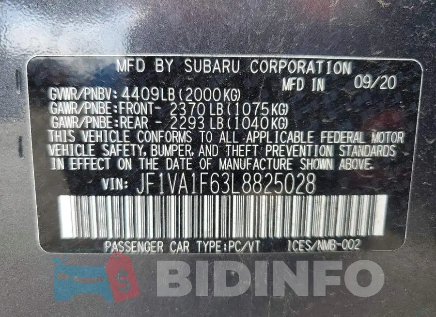 JF1VA1F63L8825028 Photo# 12