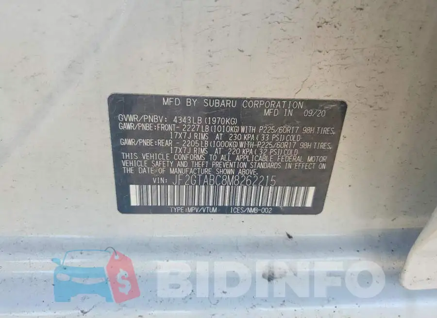 JF2GTABC8M8262215 Photo# 13