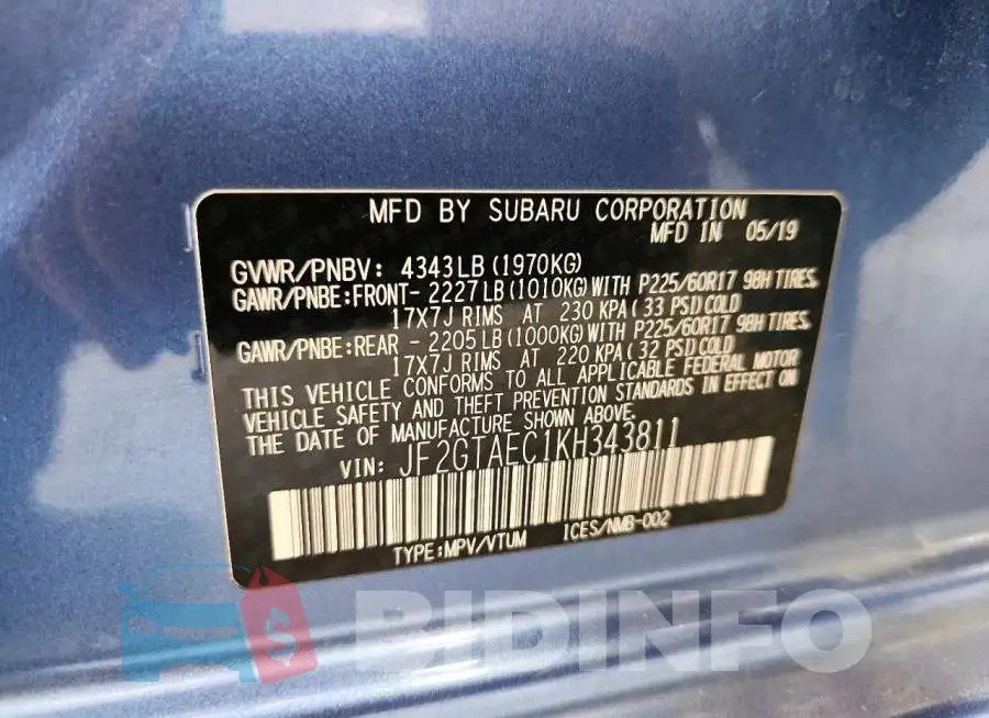 JF2GTAEC1KH343811 Photo# 13