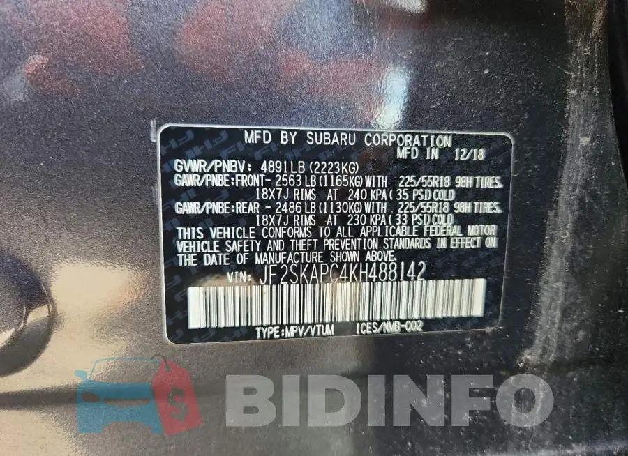 JF2SKAPC4KH488142 Photo# 13