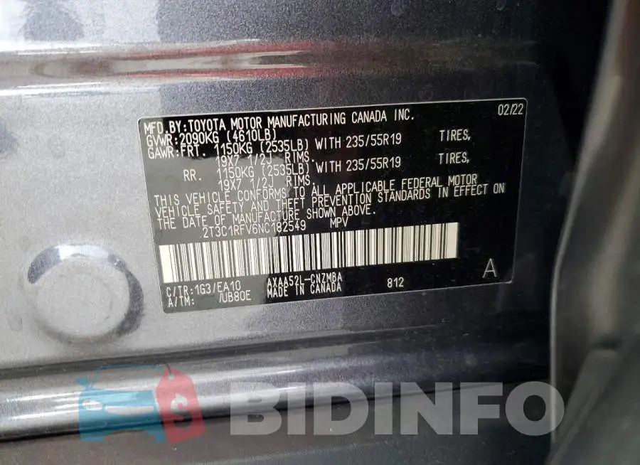 2T3C1RFV6NC182549 Photo# 12