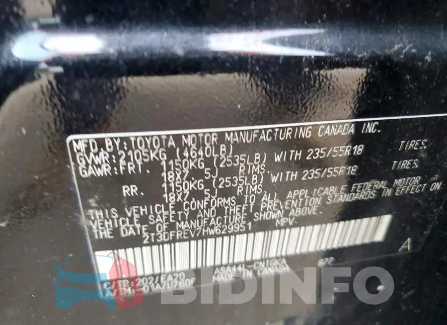 2T3DFREV7HW629951 Photo# 13