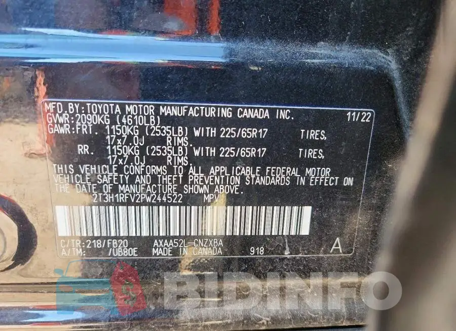 2T3H1RFV2PW244522 Photo# 12