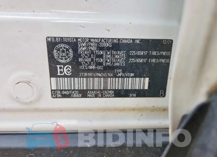 2T3R1RFV7MW245164 Photo# 13