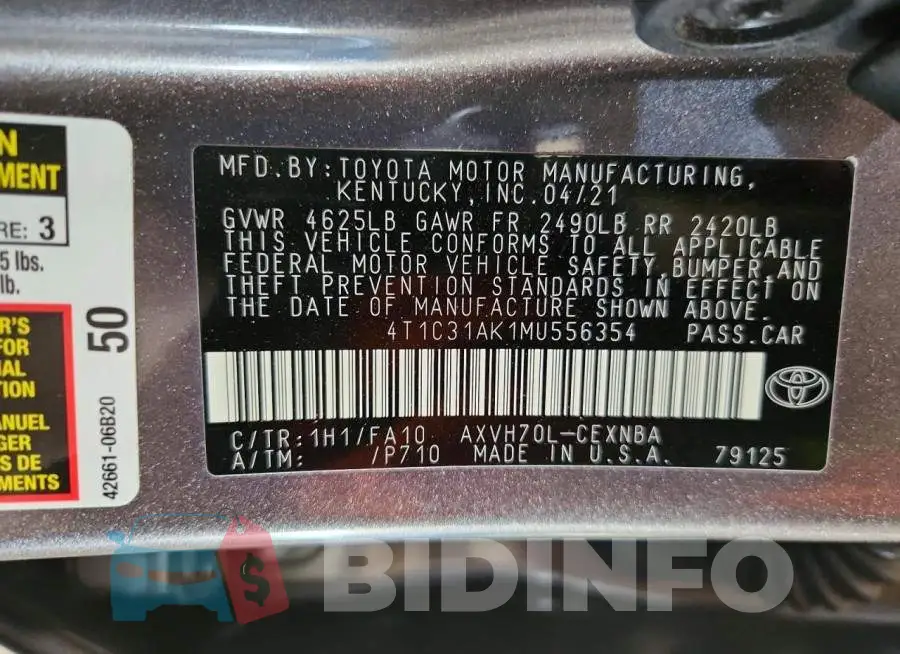 4T1C31AK1MU556354 Photo# 13