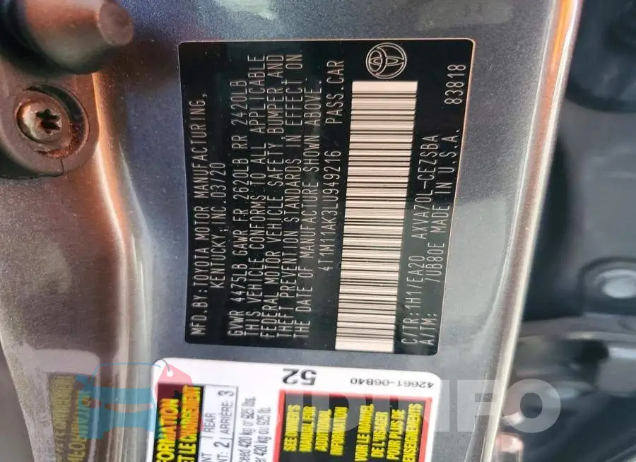 4T1M11AK3LU949216 Photo# 12