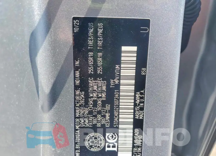 5TDACAB52TS073401 Photo# 13