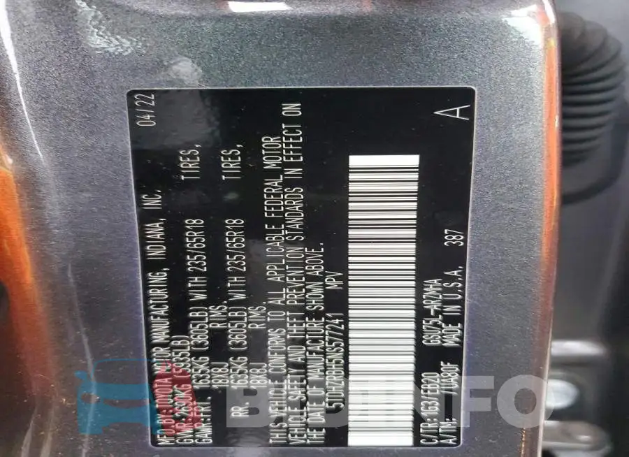 5TDHZRBH5NS577241 Photo# 13