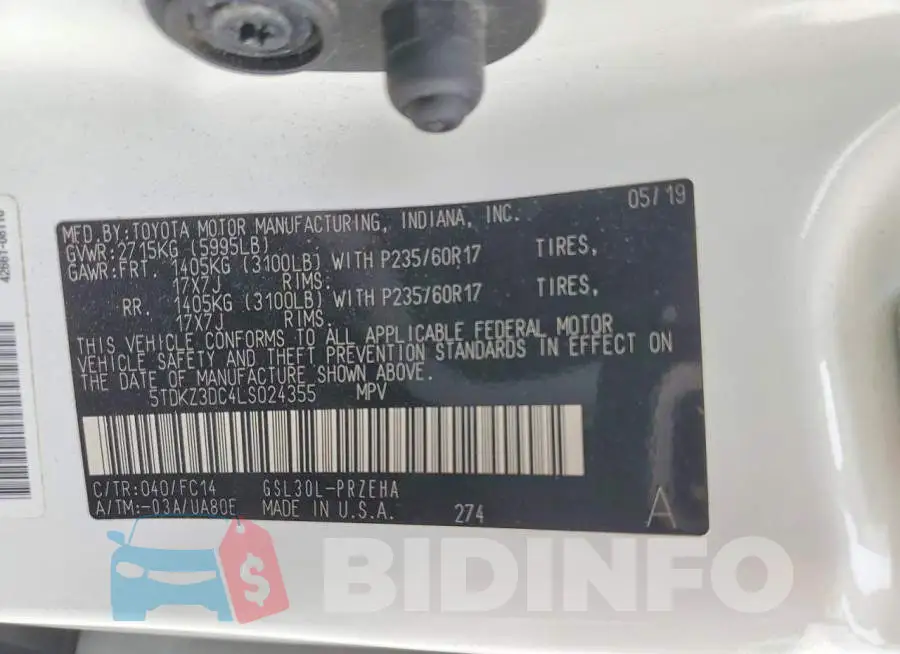 5TDKZ3DC4LS024355 Photo# 14