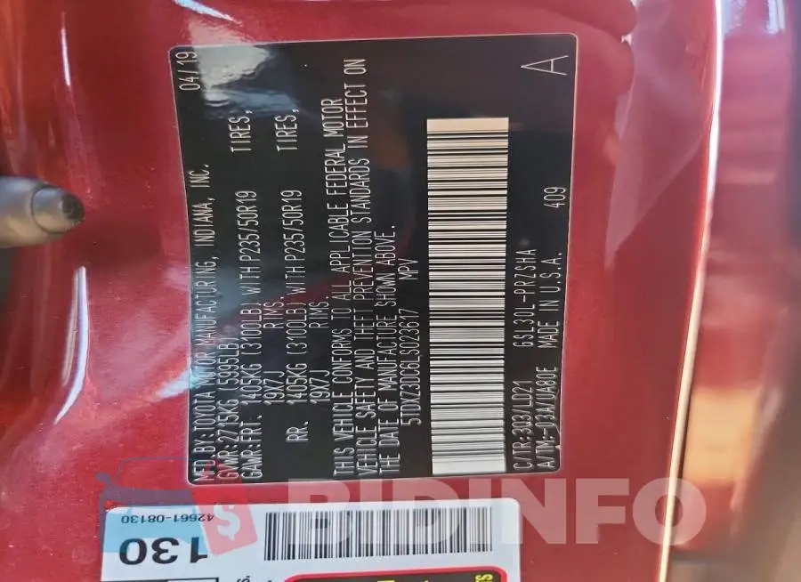 5TDXZ3DC6LS023617 Photo# 13