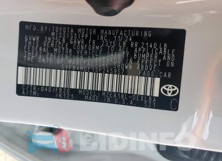 5YFB4MDE1SP245957 Photo# 13