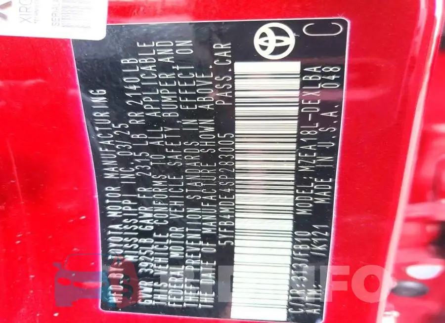 5YFB4MDE4SP283005 Photo# 12