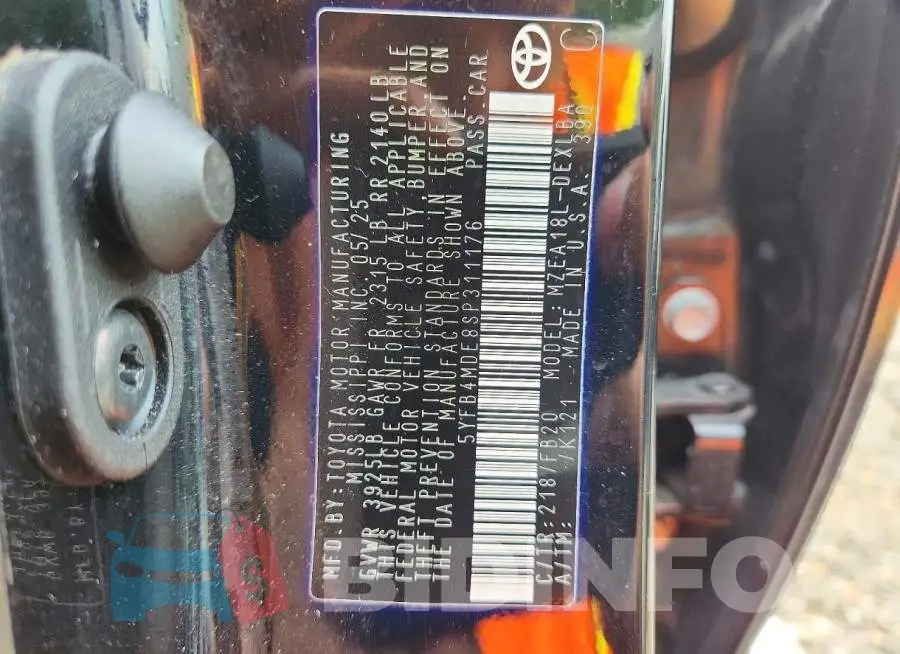 5YFB4MDE8SP311176 Photo# 12