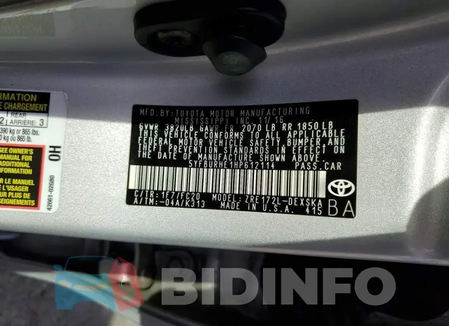 5YFBURHE1HP612114 Photo# 13