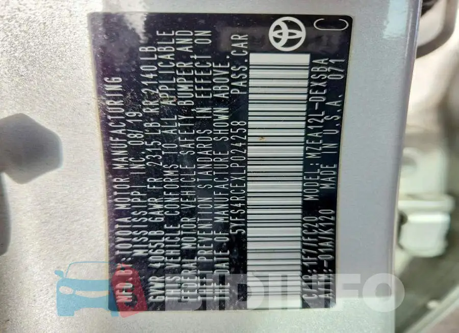 5YFS4RCEXLP024258 Photo# 13