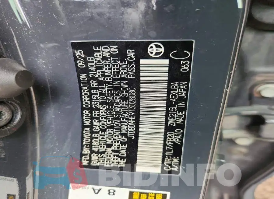 JTDBDMHE9T3028080 Photo# 12
