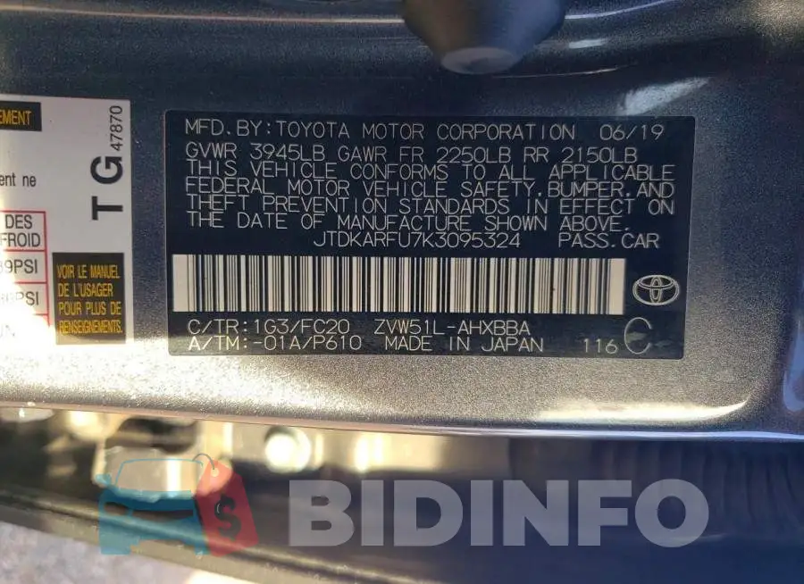 JTDKARFU7K3095324 Photo# 13