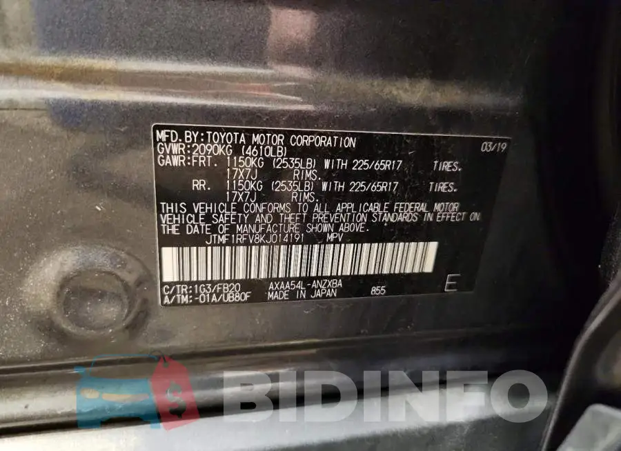 JTMF1RFV8KJ014191 Photo# 12