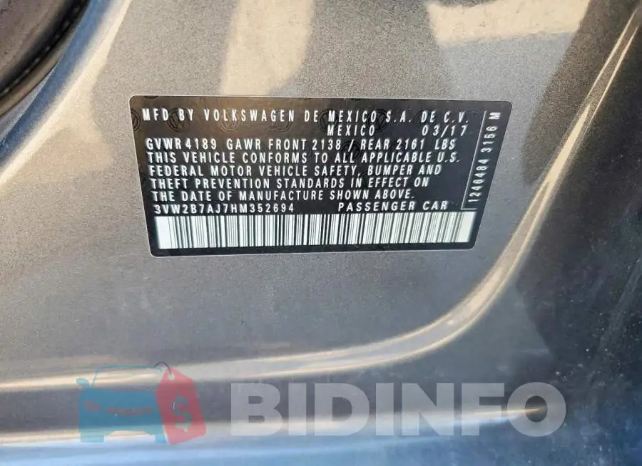 3VW2B7AJ7HM352694 Photo# 12