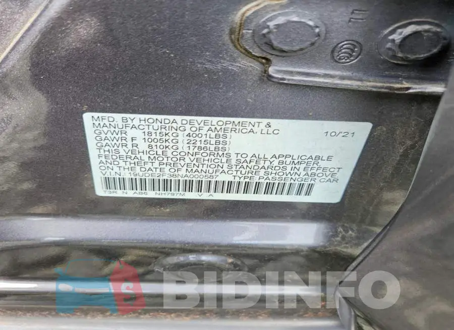 19UDE2F38NA000587 Photo# 12