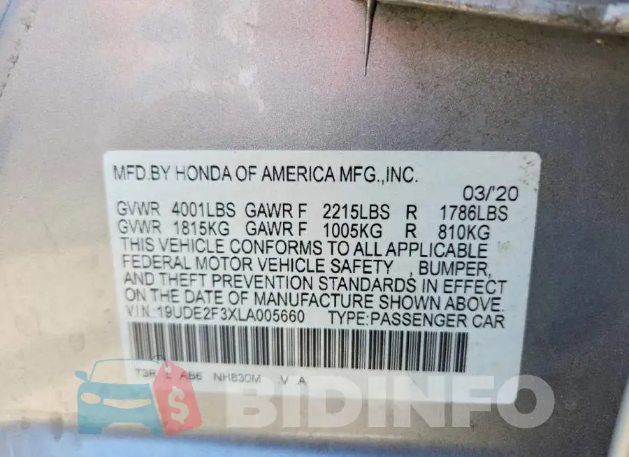 19UDE2F3XLA005660 Photo# 12