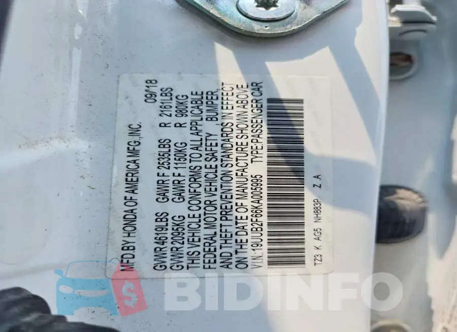 19UUB2F66KA005995 Photo# 12