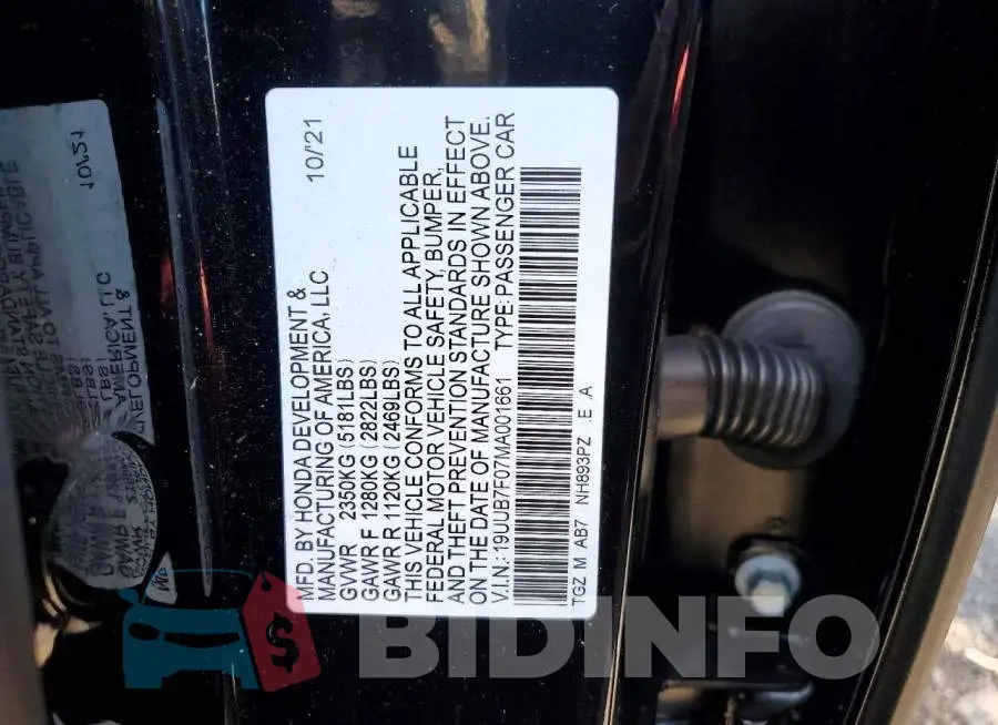 19UUB7F07MA001661 Photo# 13