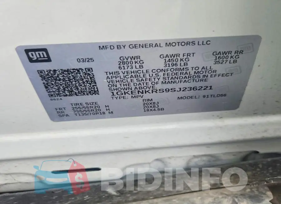 1GKENKRS9SJ236221 Photo# 14