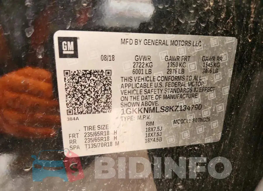 1GKKNMLS8KZ134790 Photo# 13