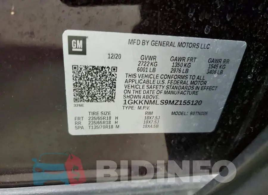 1GKKNMLS9MZ155120 Photo# 12