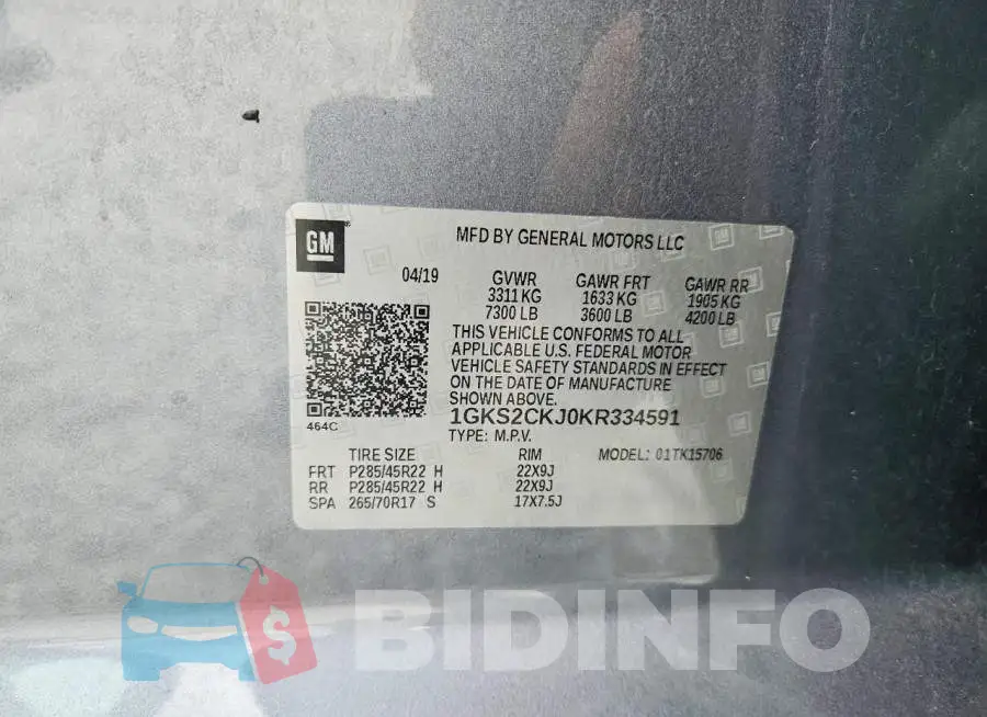 1GKS2CKJ0KR334591 Photo# 13